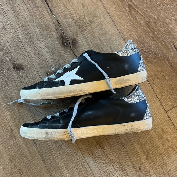 Golden Goose Superstar Sneakers size 41 EUC Black/White/Silver - Picture 2 of 10
